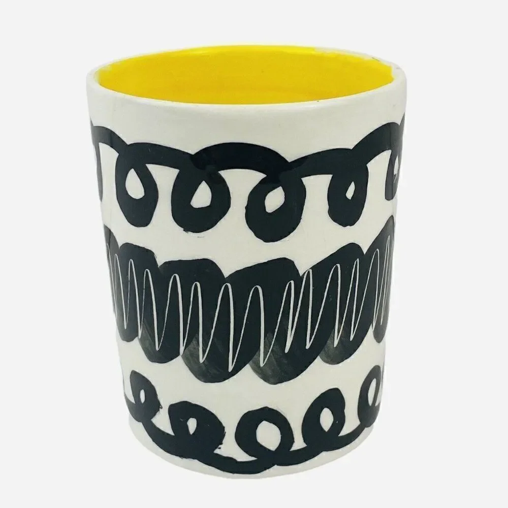 Vintage 1996 Signed Reckless Designs Ceramic Vase Caddy Cup UK Pottery Handmade